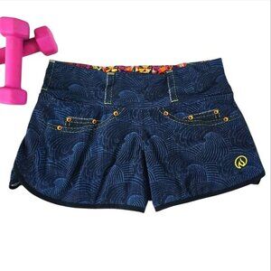 Ink Burn Women's Activewear Running Shorts Size 10 Denim Jean Print Pull On Gym